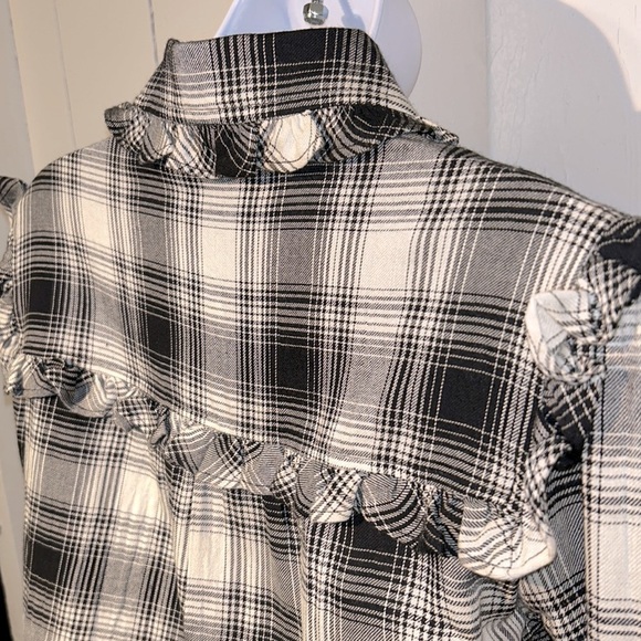 NEW Polo Ralph Lauren Western Black White Plaid Ruffled Button Down XS TP - Picture 11 of 17